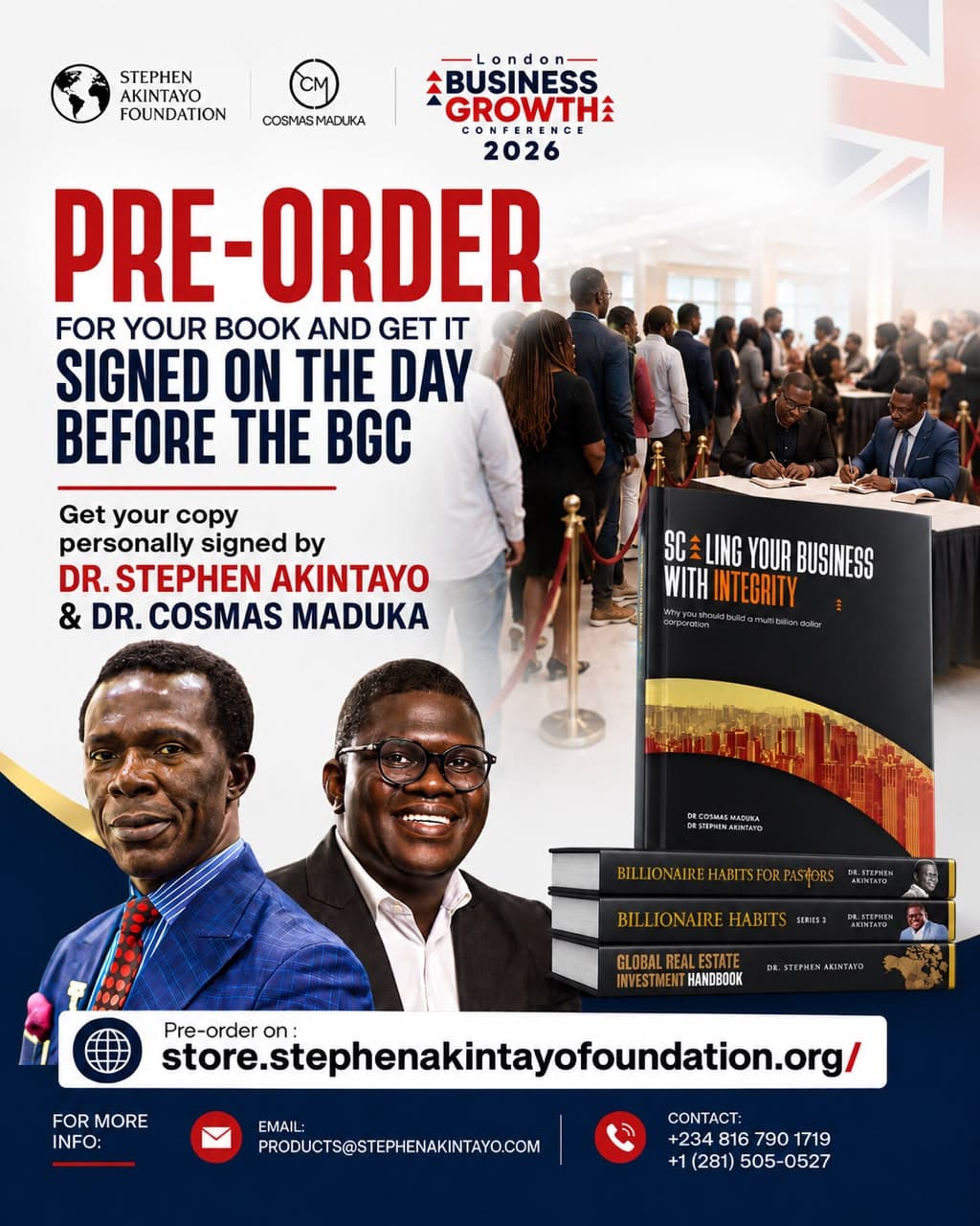 Pre-order your book and get it signed on the day before the BGC by Dr. Stephen Akintayo and Dr. Cosmas Maduka